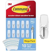 Command Lot De 2 Coinceurs à Balai + 6 Bandes Adhésives – Rangement Mural Sans Trou Pour Balais, Serpillières, Poids Max 1,8 Kg
