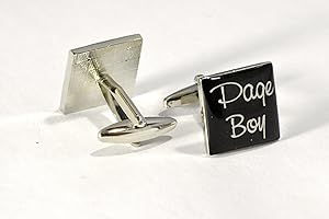 Virens Empourium Men's Cufflinks BLACK SQUARE, Best Man, Groom, Usher, Page Boy and Many More Titles with Gift Pouch with Every Pair of Cuff links (Page Boy)