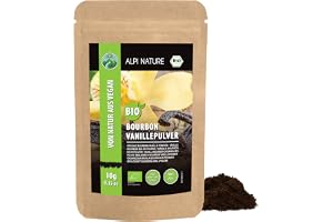 Alpi Nature Bourbon vaniljpulver, BIO 10 g, bourbon vaniljskott malda | Vaniljkakor Madagaskar mald, perfekt för kakor, kex, bakverk och desserter