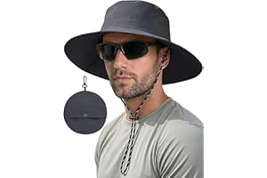 MELLIEX Chapeau Anti UV Homme Femme Large Bords Chapeau de Soleil Imperméable Respirant Pliable Boonie Hat pour Randonnée, Jardinage, Safari, Brouss