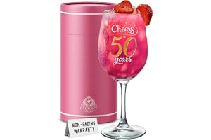 CROWNLY CRYSTAL Cheers To 50 Years Vinglas Present Till Henne 50-Årspresent Födelsedagspresent Kvinna Jubileumsglas Med Tryck