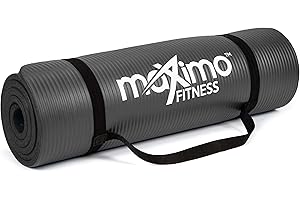 Maximo Fitness Tappetino per Esercizio Fisico Tappetino da Palestra NBR di Alta qualità – Extra Spesso 12 mm, Multiuso – Perfetto per Yoga, Pilates, Addominali. (Black)