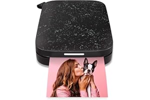 HP Sprocket Imprimante Photo Instantanée Portable 5x7,6 cm (Noir) Imprimez des Images sur du Papier Collant ZINK à partir de vos Appareils IOS et Android