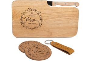 kupi Muttertagsgeschenke für Mama | Muttertagsgeschenk Geschenkset Beste Mama Geschenke | Muttertag Brotzeitbrett Holz | Frühstücksbrettchen mit Gravur