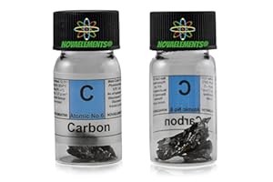 NOVAELEMENTS Carbonio amorfo elemento 6 C solidi pezzi 99,9% 1 grammo in fiala di vetro con etichetta