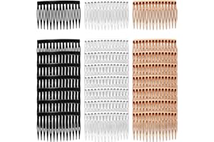 XTHROTSENK 24pcs Hair Combs Slides for Women Plastic French Side Combs Twist Decorative for Women 14 Teeth Hairs Comb Side for Girls Strong Hold Hair Clips for Bridal Wedding (Black Transparent Brown)