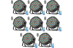 Glowingstage Projecteur LED rechargeable, 8 Piece 36 RGB Par Led Batterie Jeux de Lumiere pour Soiree avec DMX Sans Fil, Jeu de Lumiere Soiree DJ Disco Halloween Noël Outdoor