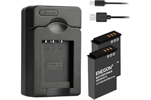 ENEGON Replacement Battery(2-Pack) and USB Charger for NIKON EN-EL12 and Nikon KeyMission 360, KeyMission170, Nikon Coolpix AW100,AW100S,AW130,A900,W300,S800C,S6300 Cameras and more