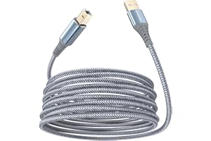 ANMIEL Kabel do drukarki 5 m, kabel USB do drukarki, wtyczka USB 2.0 A na wtyczkę typu B, kabel do skanera drukarki, kompatybilny z HP, Canon, Epson, Dell, Brother, Xerox, Samsung itp