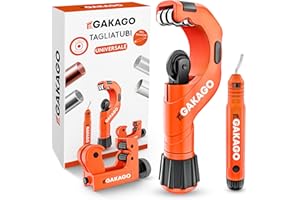 Set di tagliatubi Gakago da 3-70 mm con sbavatore - Tagliatubi versatile per tutti i metalli più comuni come acciaio inox, rame, alluminio, acciaio o plastica (ad es. PVC e PE)