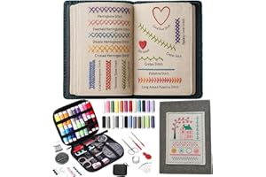 FIENZA Embroidery Stitch Book Kit, 2026 New Embroidery Books for Beginners, Portable Embroidery Sampler Book Comes with Complete Toolkit & Instructional Tutorial Perfect for Craft Lovers (86 Stitches)