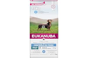 Eukanuba Daily Care Weight Control dla małych i średnich ras – niskotłuszczowa karma dla psów do utrzymania wagi lub diety w przypadku nadwagi, 15 kg