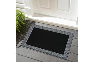 renoazul® Door Mat Non-Slip Washable Dirt Trapper Floor mat having Indoor Outdoor Utility, Kitchen and large yoga Anti Slip Mats | 50 x 80 cm - Greeky Rug - Black & Grey