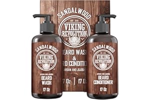 Viking Revolution - Beard Shampoo And Conditioner - Natural Beard Wash & Beard Conditioner With Argan & Jojoba Oils - Softens & Strengthens - Gifts For Men - Sandalwood - 2 x 500 ml