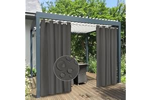 Easy-Going 100% Waterproof Outdoor Curtains Windproof Weatherproof Porch Curtains, Premium Thick Outdoor Privacy Grommet Top Panels for Patio, Gazebo and Pergola, 2 Panels, 54x84 inch, Dark Grey