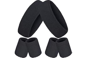 BEMEMO 6-teiliges Neon-Schweißbänder-Set enthält 2 Stirnbänder und 4 Armbänder, atmungsaktive Frottee-Sportbänder für Fitnessstudio, Basketball, Tennis, Yoga, Schweißbänder für Halloween-Kostüme, Cosplay