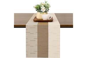 Chitomars Table Runner for Dining Table, Washable Vinyl Woven Table Runners for Farmhouse Decor Indoor Outdoor Birthday Weddings Party Home Coffee Table Decorations (Beige Light Brown, 30 x 180 cm)