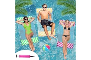 YISKY Pool Float Water Hammock, 3 Pack Swimming Pool Floating Chair, 4-In-1 Multi-Purpose Inflatable Chair Lounger with a Air Pump, Inflatable Water Hammock, Pool Inflatable Hammock for Adult Children