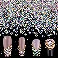 GA&EN 5000Pcs Nail Rhinestones 2.4mm Glass Iridescent Clear AB Shine Pixie Crystal Small Dust Gems Sugar Glitter Beads Micro Little Diamonds for DIY Crafts Nail Art
