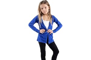 GW CLASSY OUTFIT Girls Kids Boyfriend Cardigans 45% Cotton Children's T-Shirts Shirt Uniform Open Cardigan with Pockets Tops School