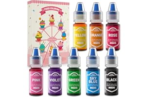 ABREE Colorant Alimentaire 8 Couleurs Concentré Colorant Alimentaire Liquide Food Coloring Pour Patisserie Gateau Décoration Biscuit Saint-Valentin