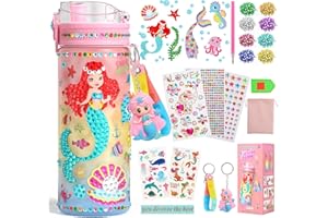 AYIQUTY Decorate Your Own Water Bottle Kits for Girls, Mermaid DIY Toys Painting with Diamond Art Stickers for 3-12 Years Old, Fun Arts & Crafts Gifts Toys for Girls Birthday Christmas Aged 5 6 7 8 9