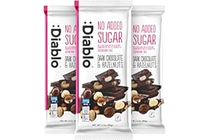 :DIABLO Diablo Dark Chocolate with Hazelnuts, No Added Sugar Dark Chocolate Bar - Maltitol Sweetened, Gluten-Free Snack for All - Celebrate Any Occasion, Birthdays, Valentines, Anniversary - 85g, 3 Packs