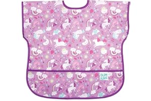 Bumkins Junior Bib, Adjustable Hook & Loop Closure, Catch-All Pocket, Baby-Led Weaning, Waterproof, Machine Washable, Stain & Odour Resistant, BPA Free, 1-3 Years, Unicorn Design