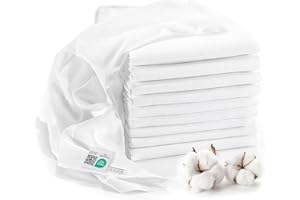 MAKIAN - Lange Bebe (Lot 10 Pièces) 80x80 cm - 100% Coton Doux Mousseline de Qualité Supérieure, Double Gaze, Bordure Renforcé, Certifié Oeko Standard - Blanc