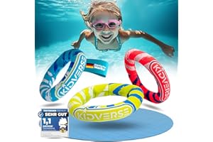 KIDVERSE Tauchringe für Kinder ab 3 Jahren - Tauchring Wasserspielzeug Kinder - Neopren Tauchringe mit Sandfüllung - Sicheres Tauchspielzeug - Buntes Schwimmbad Spielzeug zum Tauchen Lernen