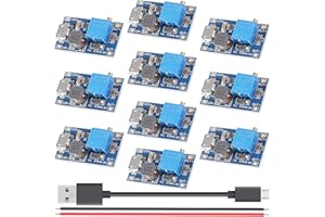 Youmile 10 pcs MT3608 Step up Converter module 2V-24V to 5V-28V 2A Adjustable Module Voltage Regulator Board DC-DC Mico USB interface with Red and black cable Micro to USB cable