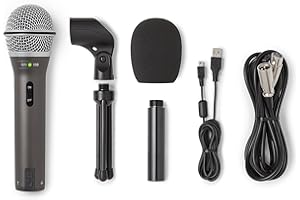 Samson Q2U Aufnahme- und Podcasting-Paket - Dynamisches USB / XLR-Mikrofon mit Zubehör, grau