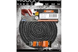 Pyro feu - Joint Noir en Fibre de Verre - Diamètre 8, 2m50 - Résiste à 500°C - Fabrication Française - Tube de Colle 17ml Inclus