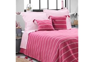 Douceur d'Intérieur Single Bedspread 180 x 220 cm Cotton Jacquard Pink 85% Cotton 15% Polyester
