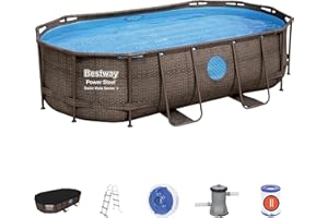 Bestway Piscine Hors Sol Ovale Power Steel Swim Vista rotin 427 x 250 x 100cm