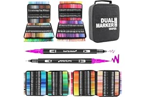 Funnasting Feutre Coloriage, 144 Stylos Colorier Double Pointe Aquarelle pour Adulte Enfant, Pinceaux Marqueurs pour Coloriage, Dessin, Création Artistique