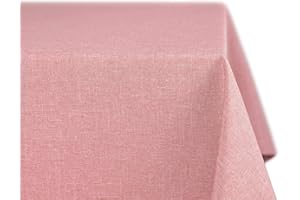 BEAUTEX fleckenabweisende und bügelfreie Tischdecke - Tischtuch mit Lotuseffekt - Tischwäsche in Leinenoptik - Größe und Farbe wählbar, Eckig 110x220 cm, Rose