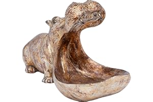 Kare Design Deko Figur Hungry Hippo, Gold, Deko Objekt, Nilpferd, Vintage, 17x15x27 cm (H/B/T)
