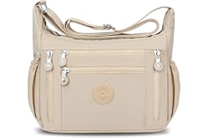 LUROON Bolso Mujer Bandolera Mediano, Casual Bolso Cruzado Mujer Impermeable Ligero Nailon Bolsos de Mano con Múltiples Bolsillos, Bolso Crossbody Bag para Escuela Viaje Uso Diario