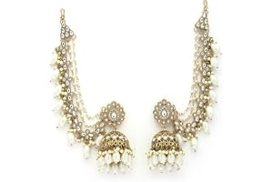ZENEME Traditional Stylish Gold Plated Polki & Pearl Bahubali Jhumki Jhumka Earrings Jewellery For Girls And Women