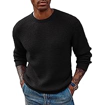 PJ PAUL JONES Herren Pullover Waffelmuster - Strickpullover Mit Henley-Kragen