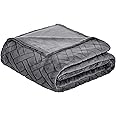 Amazon Basics Fleece throw Blanket embossed - Grey, 220 x 240 cm