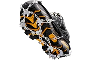 CIMKIZ Grödel Steigeisen für Bergschuhe mit 19 Zähne Verdickte Schuhkrallen aus Edelstahl Anti-Rutsch Schuhspikes für Mann Frau Erwachsene Kinder Fit für Wandern Trail Running Trekking
