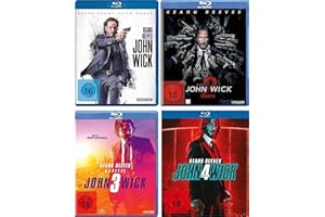 SOSKAKIIST John Wick 1 + Kapitel 2 + Kapitel 3 + Kapitel 4 - (FSK 18) im Set - Deutsche Originalware [4 Blu-rays]