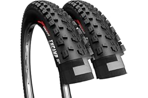 Fincci Pair 26 x 2.25 Mountain Bike Tyres - Foldable 26 Inch Bike Tyre - Black Mtb Accessories 57-559 Encamp for Road, MTB, Hybrid Bicycles - Cycle on Mud, Dirt,Offroad - Pack of 2
