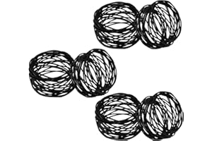 SKAVIJ Handmade Twisted Wire Mesh Napkin Rings Holders Decor Dinner Party Wedding Thanksgiving Christmas Gathering (Black 6pcs)