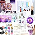 Craftinger Upgraded All in one Kit with 200Gm Resin & 5 Moulds for Keychain Pendant Earring Bookmark Making Kit, multicolor