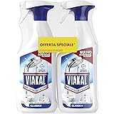 Viakal Classico Spray Anticalcare, (2 x 720ml), Tecnologia Anti-Goccia, Elimina Fino Al 100% di Calcare e Residui di Sapone, 