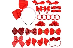 NASEOM 23 Stück Mädchen Rot Haarspange für Schule Haaschmuck Haarband Elastische Haarseil Schleife Stirnband Haarklammern Haarclips Haar Accessoire Kinder Geburtstagsgeschenk