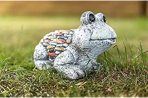 Garden Mile Novelty - Garden Ornaments Outdoor Animal Stone Effect Statue with Grass, Free Standing Animal Figurine Garden Statue and Sculpture for Outdoor, Indoor, Garden, Patio, Lawn, Decor (FROG)